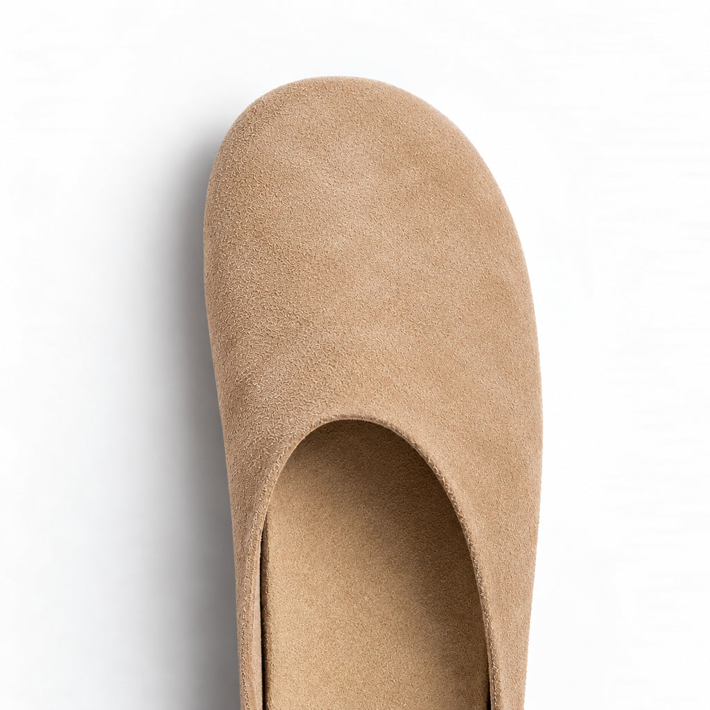 The Dual Stride Beige Suede Slip-On Mules