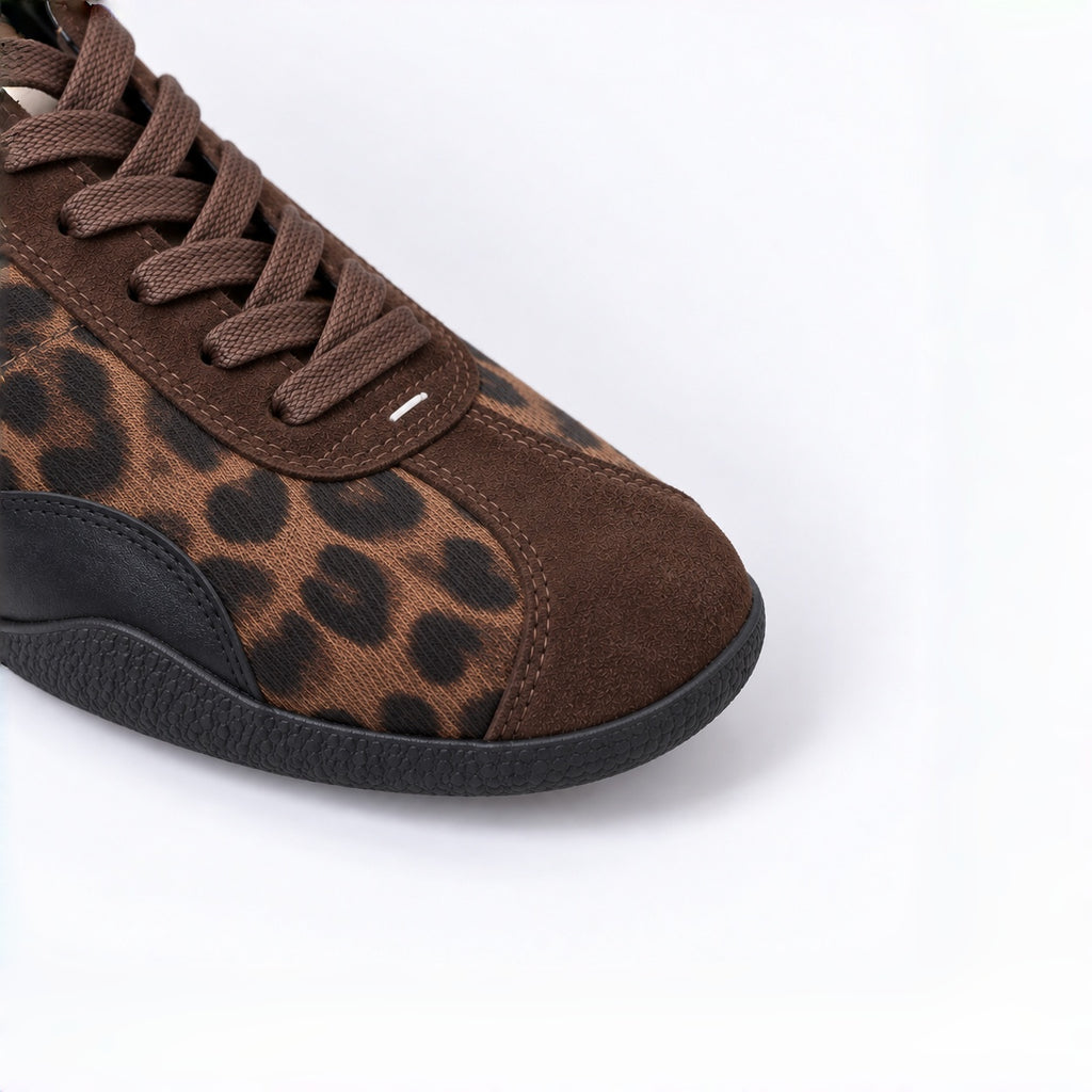 The Dual Stride Leopard Brown Retro Sneakers