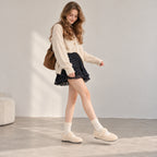 The Dual Stride  White  Cozy Fleece Mary Jane Flats