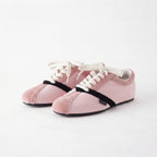 The Dual Stride Pink Velvet Spliced Retro Sneakers