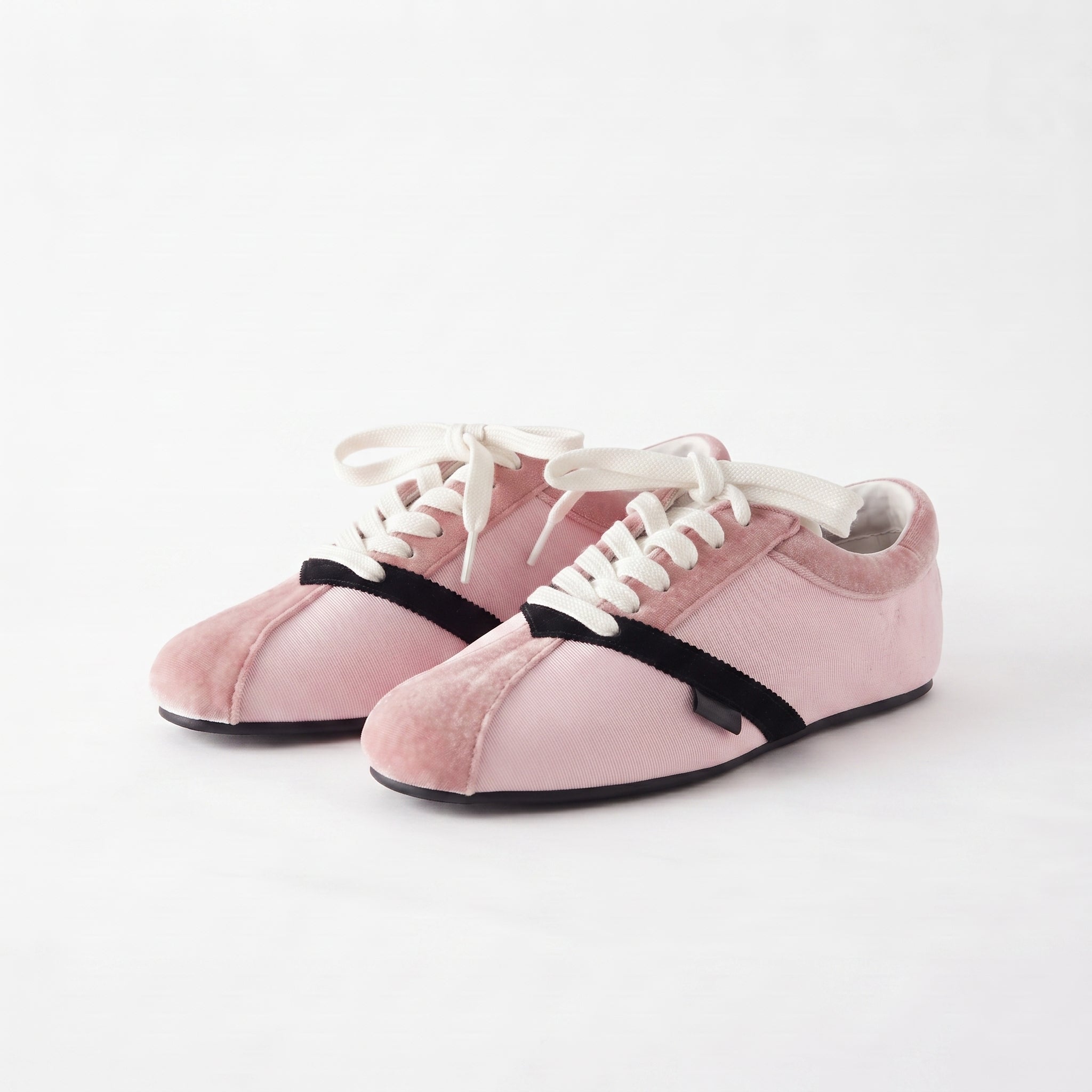 The Dual Stride Pink Velvet Spliced Retro Sneakers