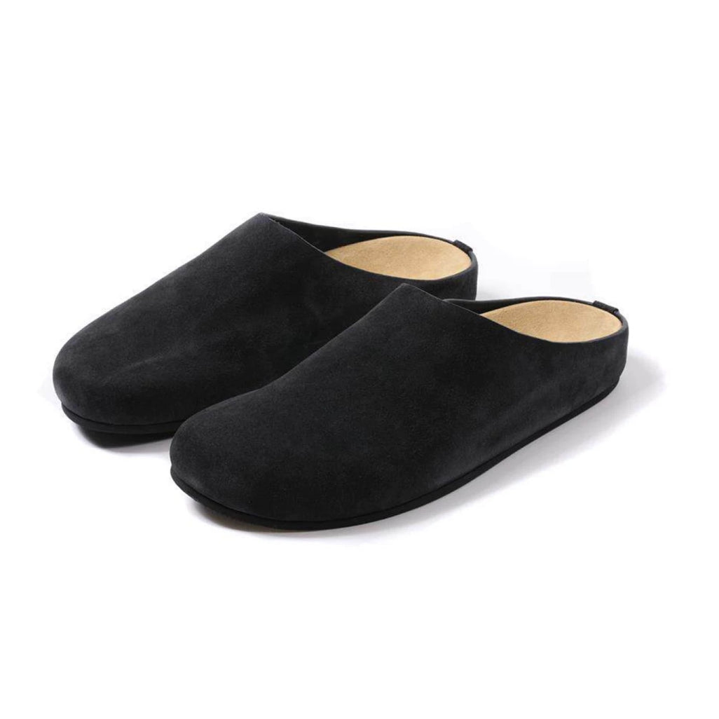 The Dual Stride Black Suede Slip-On Mules