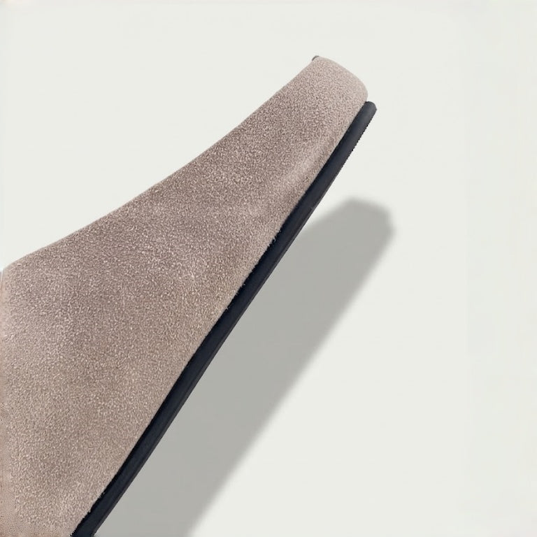 The Dual Stride Gray Suede Slip-On Mules
