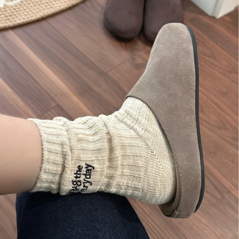 The Dual Stride Gray Suede Slip-On Mules