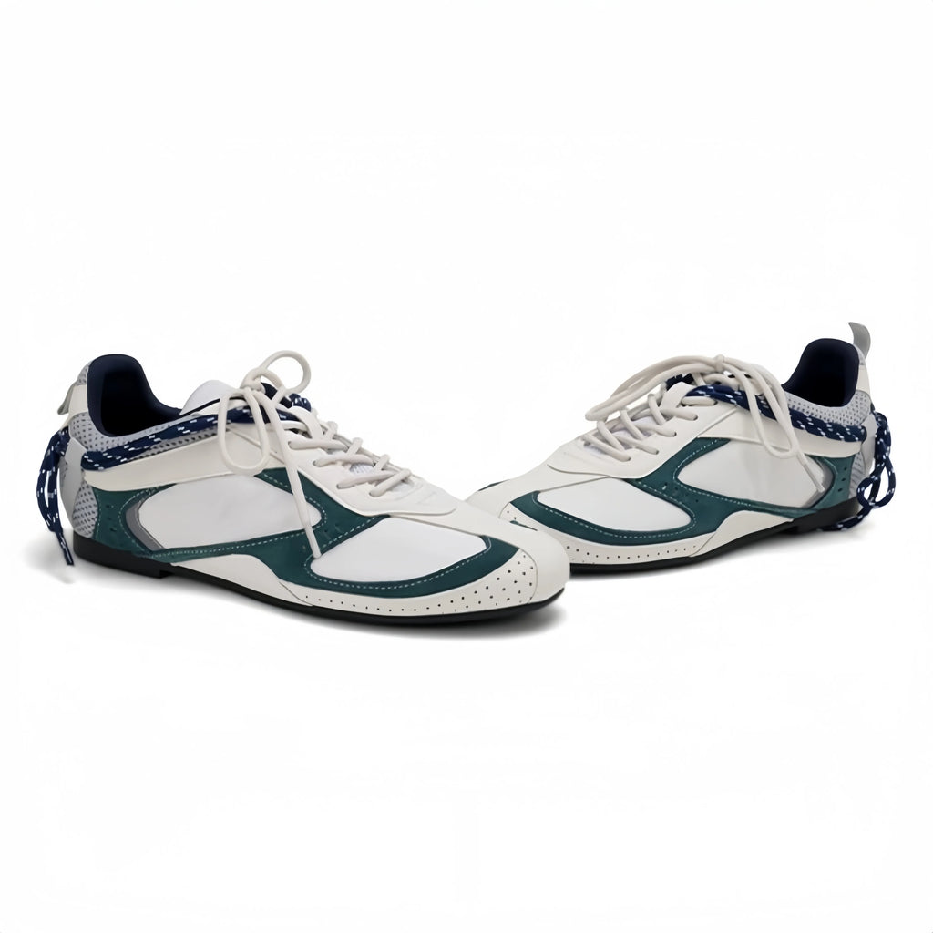 The Dual Stride Women's White Vintage Trek Retro Trainer Sneakers