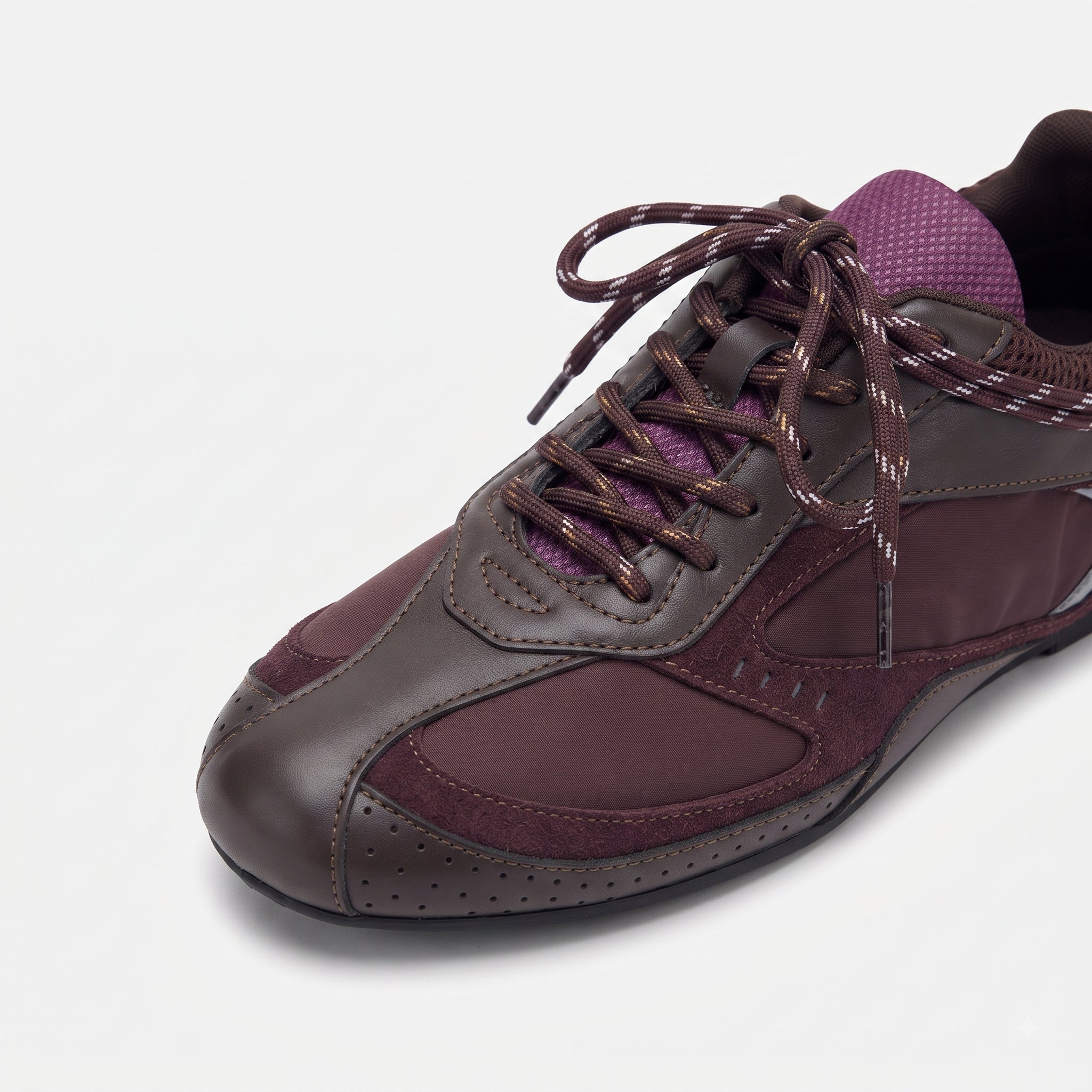 The Dual Stride Burgundy Vintage Trek Retro Trainer Sneakers