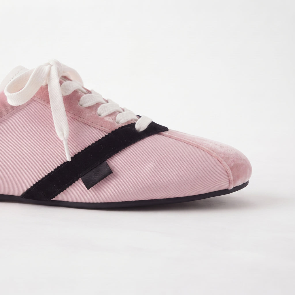 The Dual Stride Pink Velvet Spliced Retro Sneakers