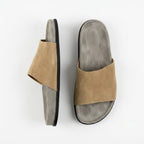 The Dual Stride Beige Minimalist Suede Slide Sandals