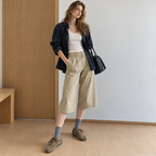 The Dual Stride Olive Green Split-Toe Velvet & Suede Retro Casual Sneakers