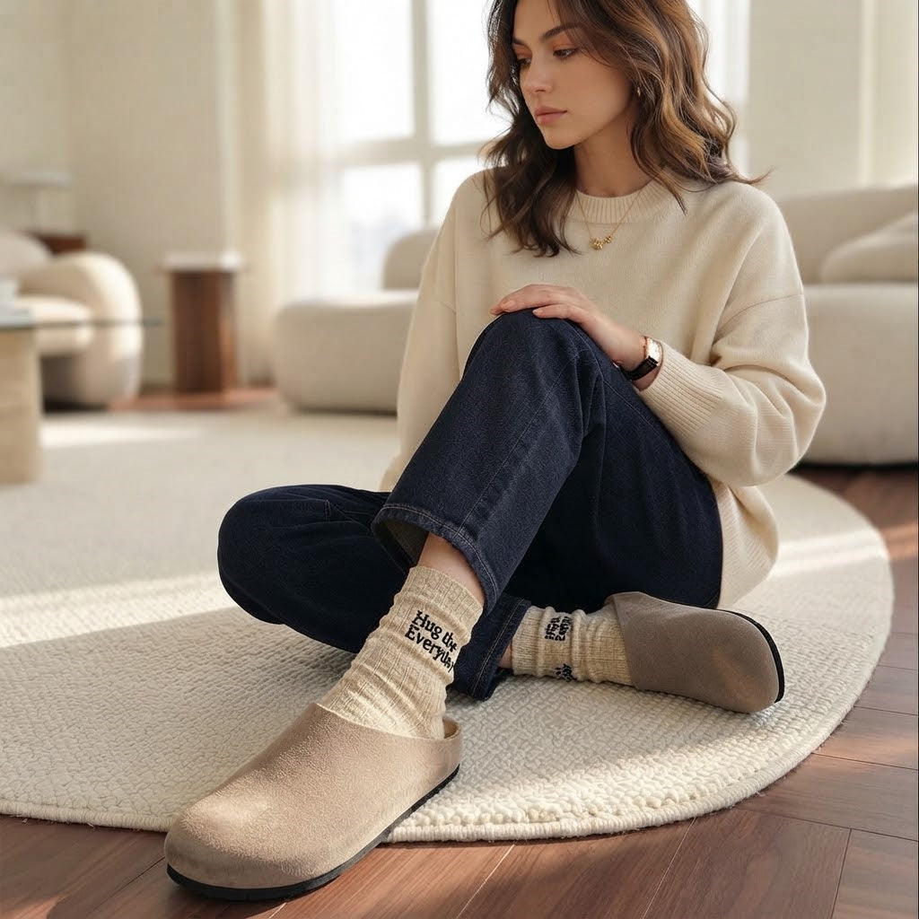 The Dual Stride Gray Suede Slip-On Mules