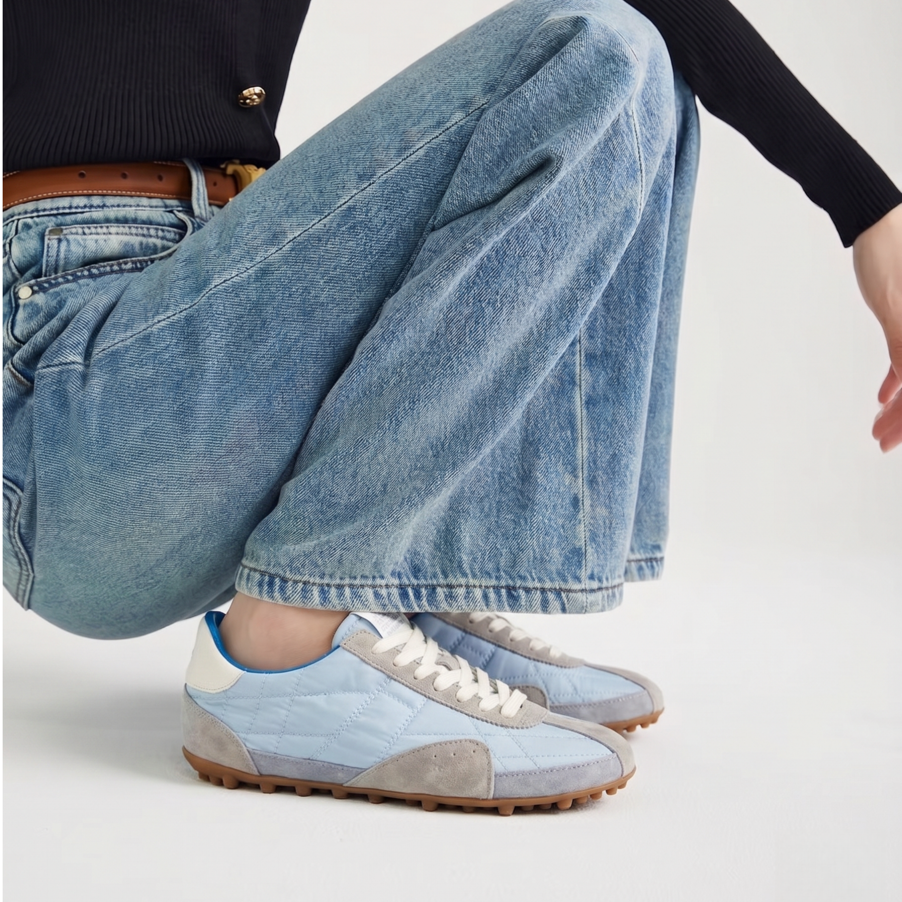 The Dual Stride Women's Casual Light Blue Sneakers