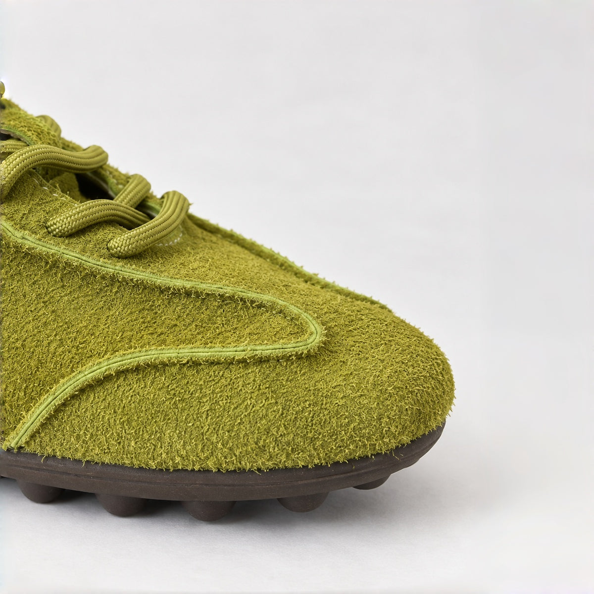 The Dual Stride Olive Green Suede Retro Sneakers