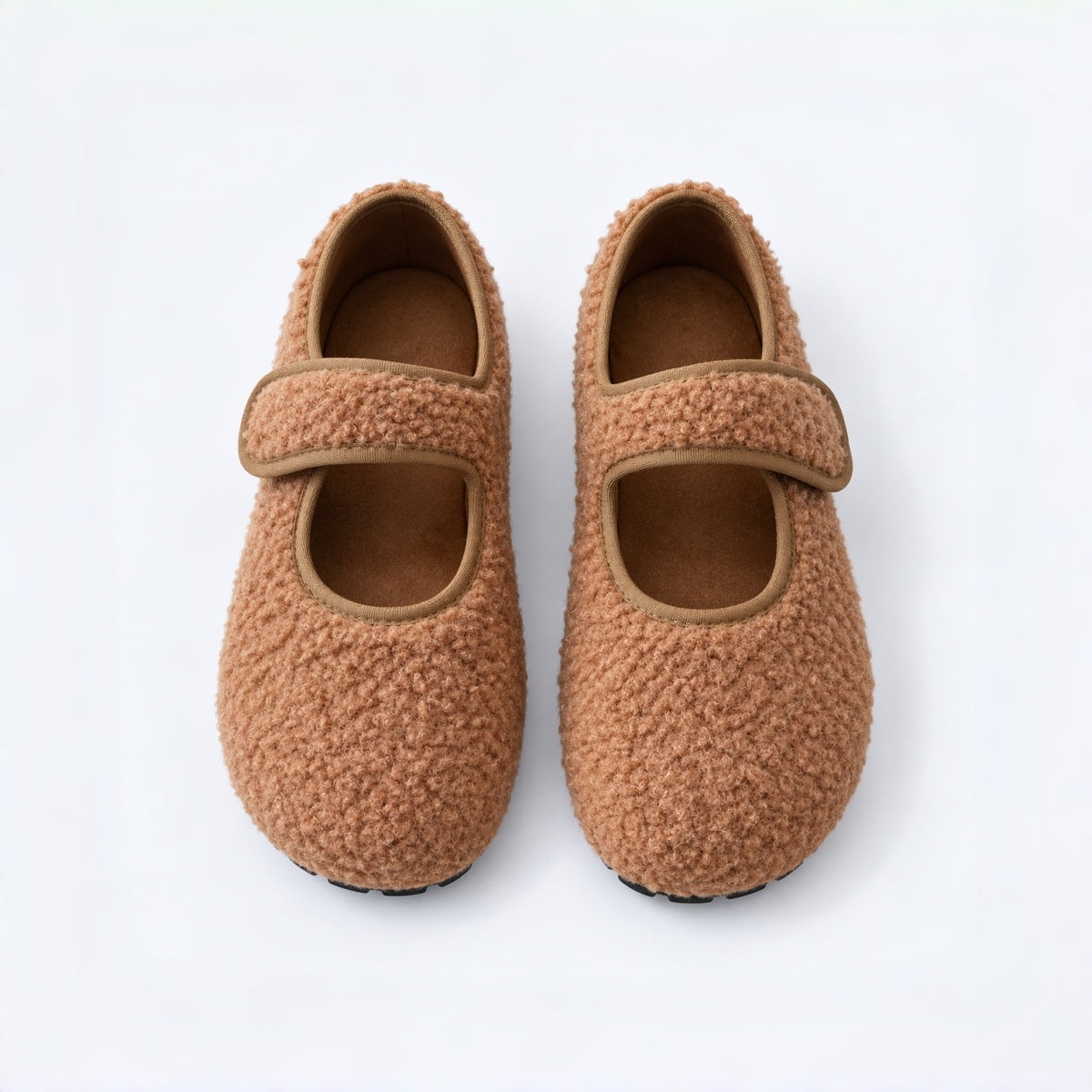 The Dual Stride  Brown  Cozy Fleece Mary Jane Flats
