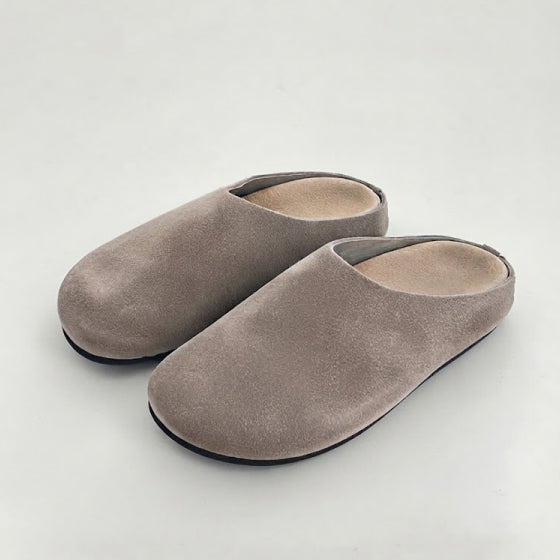 The Dual Stride Gray Suede Slip-On Mules