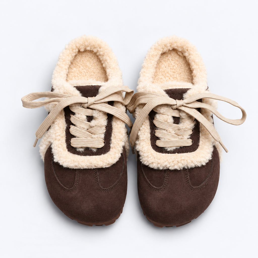 The Dual Stride Women's Dark Brown Cozy Suede Mule Sneakers
