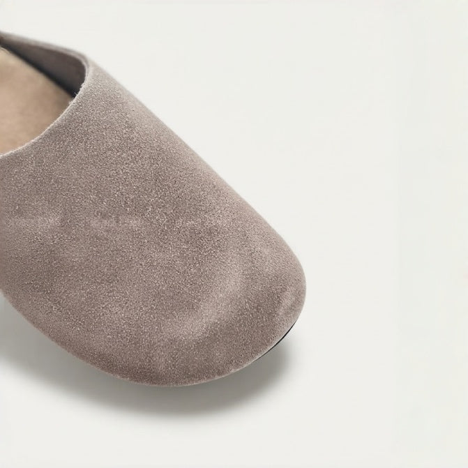 The Dual Stride Gray Suede Slip-On Mules
