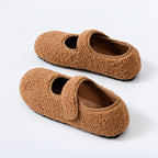 The Dual Stride  Brown  Cozy Fleece Mary Jane Flats