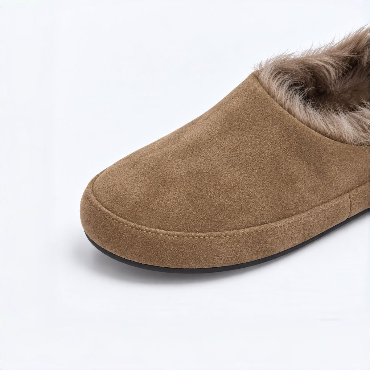 The Dual Stride Women's Brown Suede Fur Lined Mule Slippers