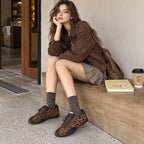 The Dual Stride Leopard Brown Retro Sneakers