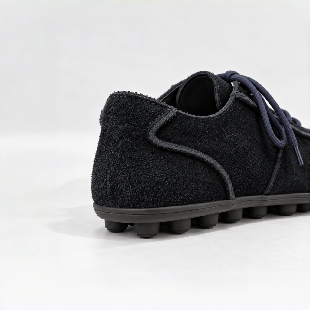 The Dual Stride Navy Blue Suede Retro Sneakers