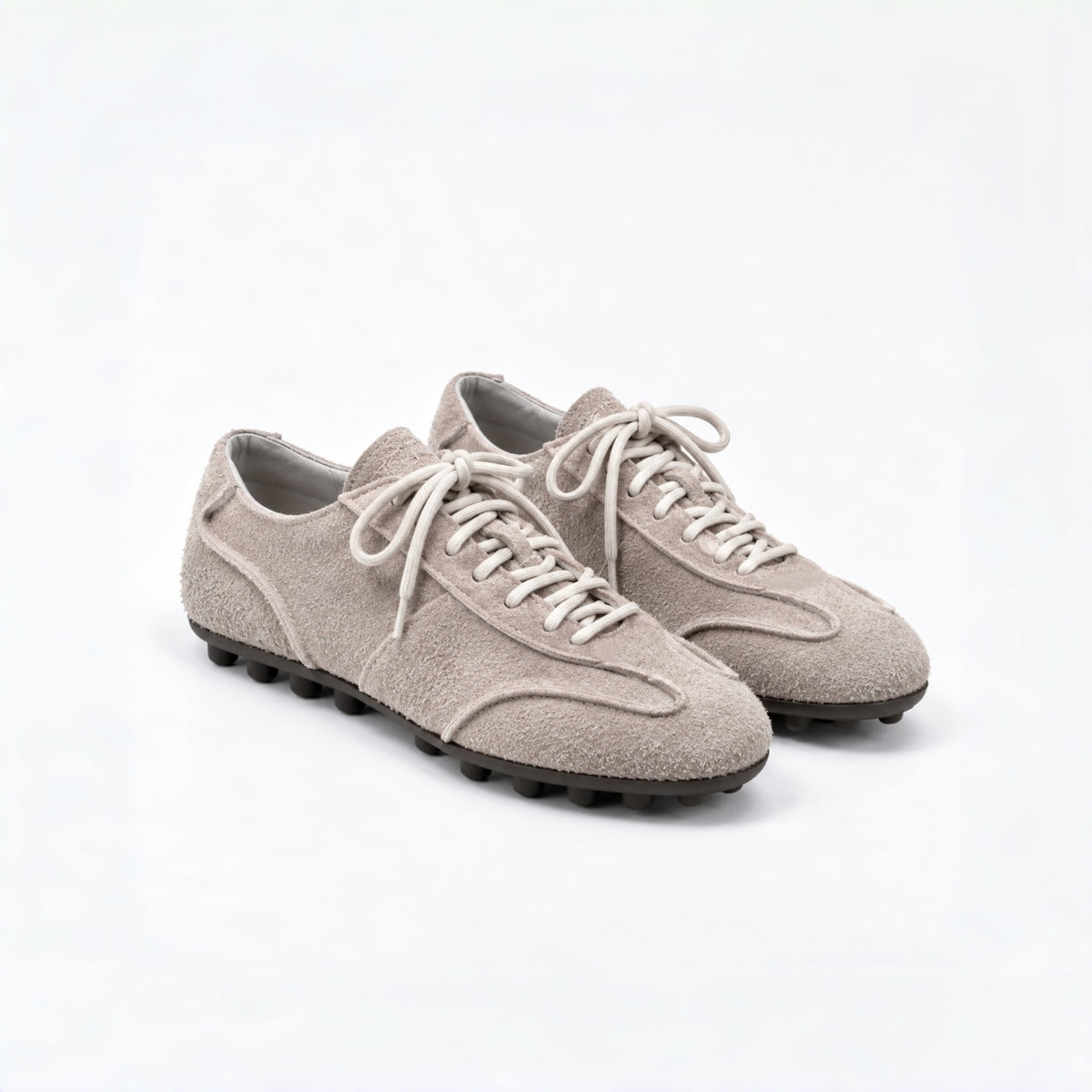 The Dual Stride Gray Suede Retro Sneakers