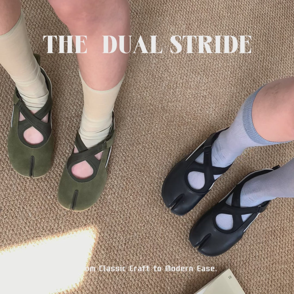 The Dual Stride Black Tabi Mary-Jane Ballet Flat