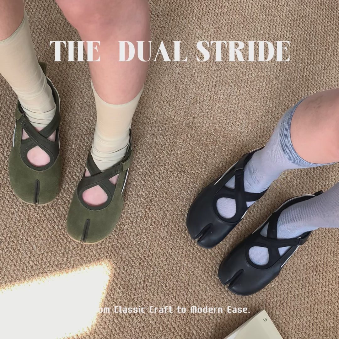 The Dual Stride Black Tabi Mary-Jane Ballet Flat