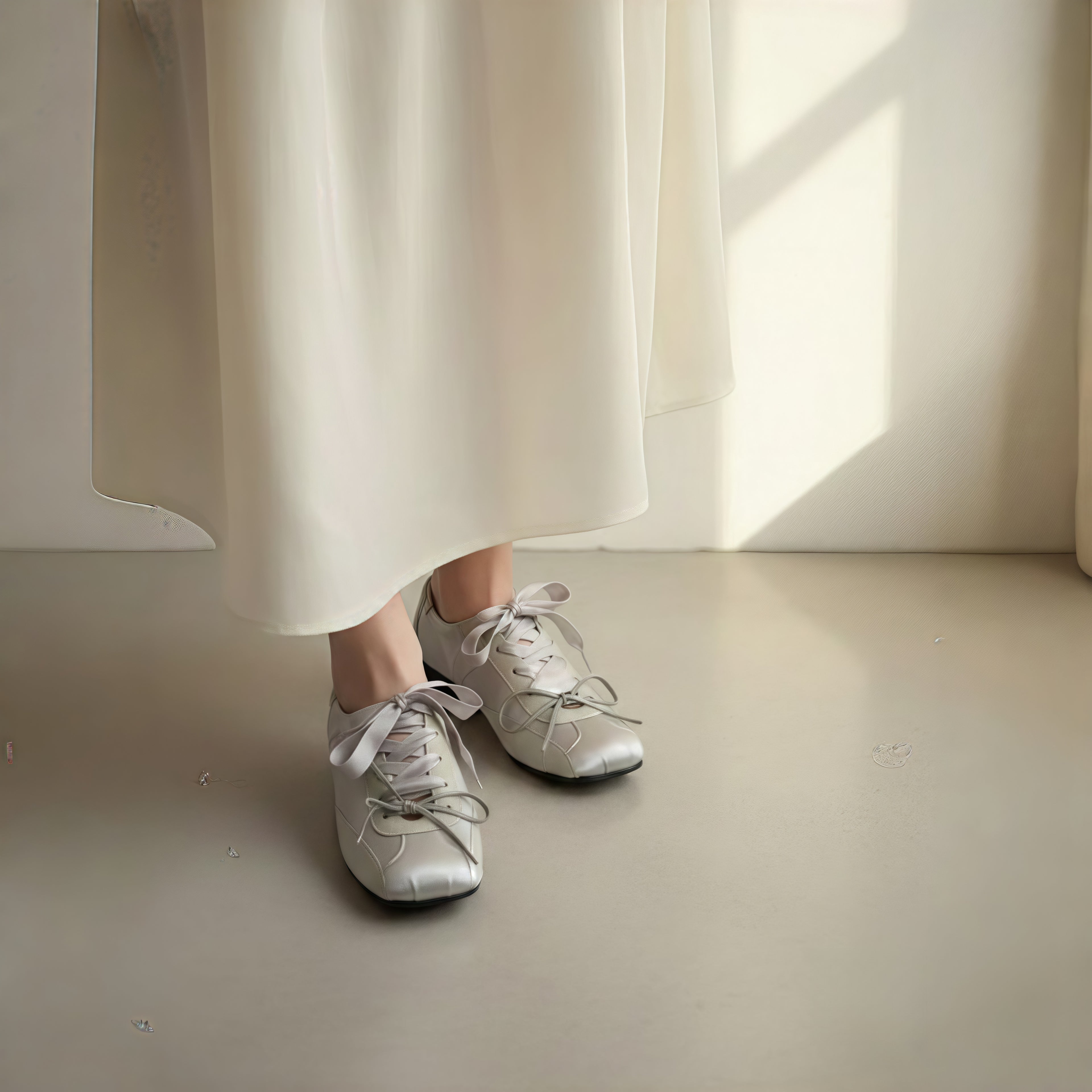 The Dual Stride Women's Silver Ballet Satin Shoes