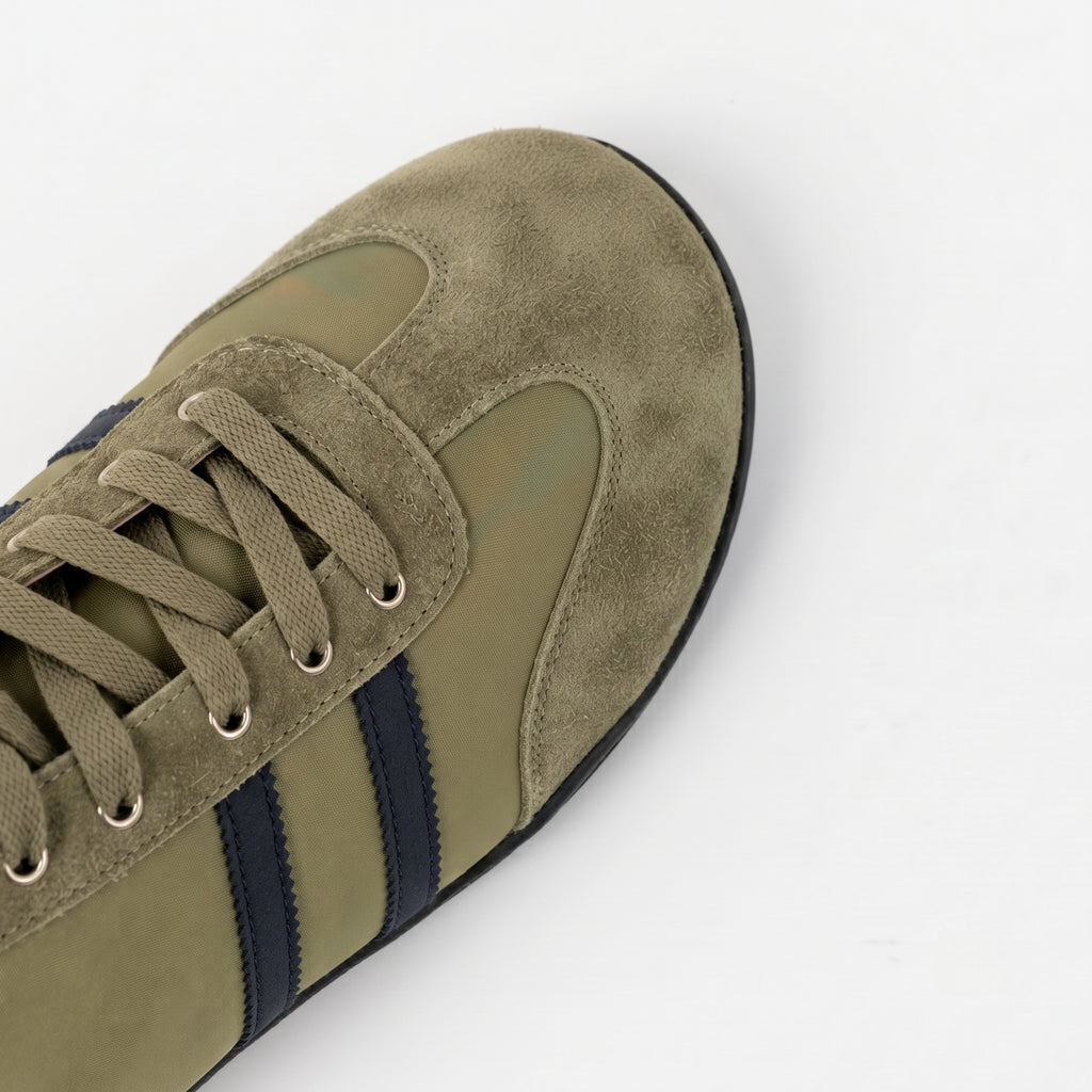 The Dual Stride Olive Stripe Retro High Top Ankle Boots