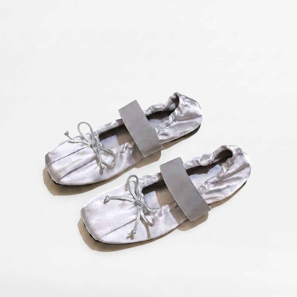 The Dual Stride Satin Bow Strap Ballet Flats