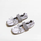 The Dual Stride Satin Bow Strap Ballet Flats