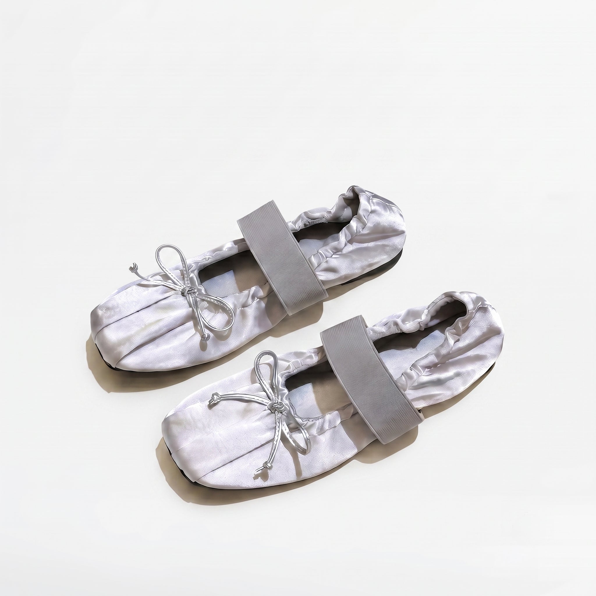 The Dual Stride Satin Bow Strap Ballet Flats